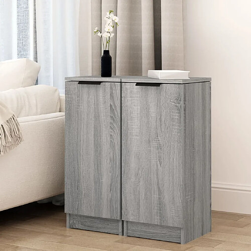 Maison Chic Ensemble de 2 Buffets,commode,console pour rangement Sonoma gris 30x30x70 cm Bois d'ingénierie -MN90777