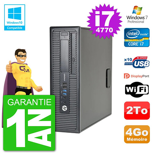 PC HP EliteDesk 800 G1 SFF i7-4770 RAM 4Go Disque 2To Graveur DVD Wifi W7 · Occasion