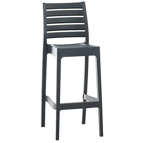 Decoshop26 Tabouret de bar pour intérieur ou extérieur en plastique gris foncé empilable avec repose-pieds 10_MDJ10230