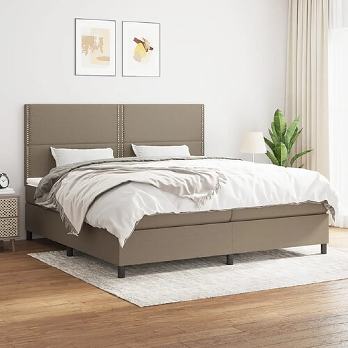 vidaXL Sommier à lattes de lit avec matelas Taupe 200x200 cm Tissu