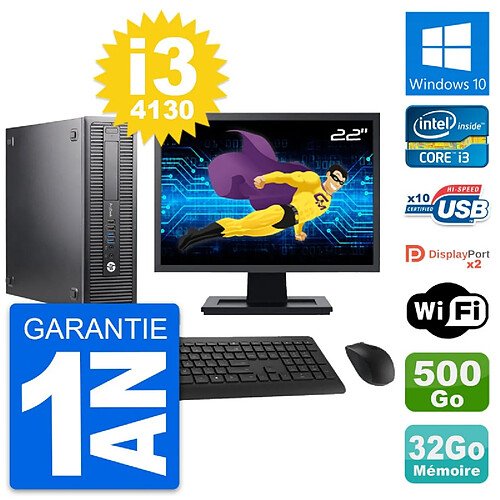 PC HP 600 G1 SFF Ecran 22" Intel i3-4130 RAM 32Go Disque 500Go Windows 10 Wifi · Occasion