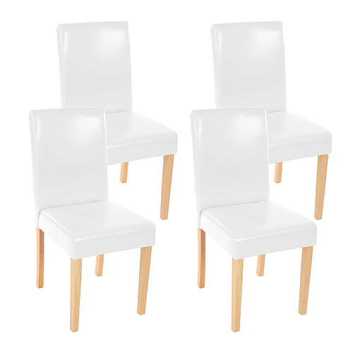 Decoshop26 Lot de 4 chaises de salle à manger cuisine en cuir blanc pieds en bois clair design moderne 04_0000555