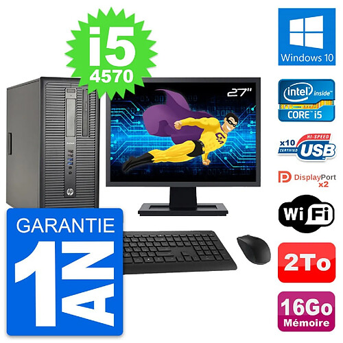 PC Tour HP ProDesk 600 G1 Ecran 27" i5-4570 RAM 16Go Disque 2To Windows 10 Wifi · Occasion