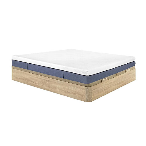 Vente-Unique Ensemble 180 x 200 cm sommier coffre naturel clair + matelas ressorts ensachés 7 zones et mémoire de forme ép.24cm - KASUI de YSMÉE