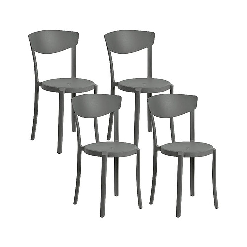 Beliani Lot de 4 chaises Matière synthétique Gris foncé VIESTE