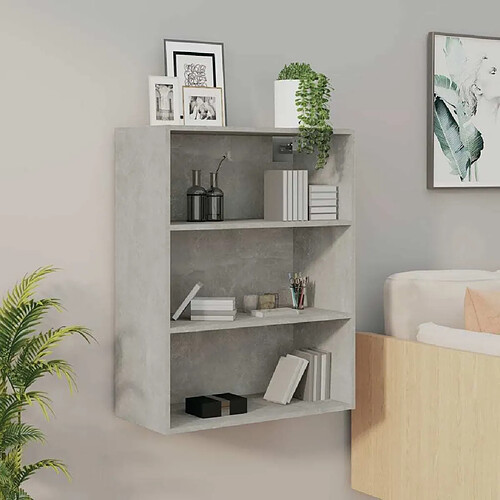 Maison Chic Armoire murale suspendue,Meuble de Rangement pour salon,cuisine Gris béton 69,5x32,5x90 cm -MN89035