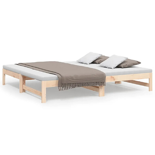 Maison Chic Lit d'appoint 2x(90x190)cm,Lit coulissant Lit de repos Bois de pin massif -GKD28800