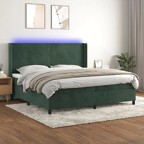 Sommier à lattes,Cadre à lattes de lit pour Adulte matelas et LED Vert foncé 200x200 cm -MN98663