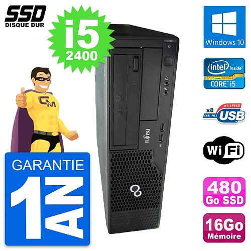 PC Fujitsu Esprimo E500 E85+ DT Intel i5-2400 RAM 16Go SSD 480Go Windows 10 Wifi · Occasion