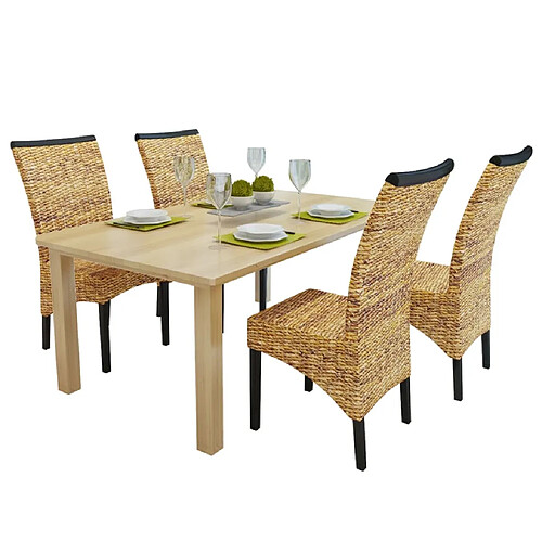 vidaXL Chaises à manger lot de 4 bois solide de manguier et abaca