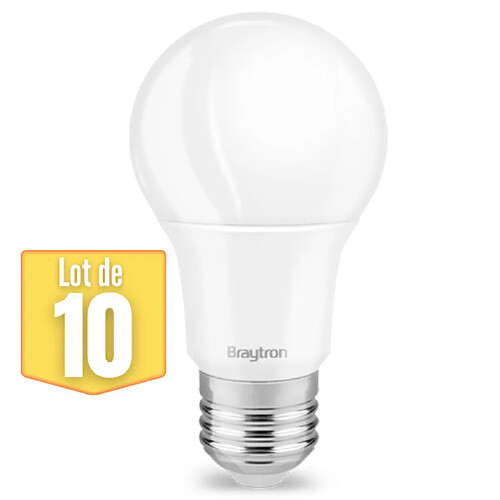 BRAYTRON Le lot de 10 ampoules LED A60 9W (Eq. 60W) E27 6500K