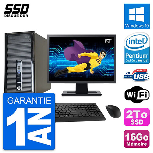 PC Tour HP ProDesk 400 G1 Ecran 19" Intel G3220 RAM 16Go SSD 2To Windows 10 Wifi · Occasion