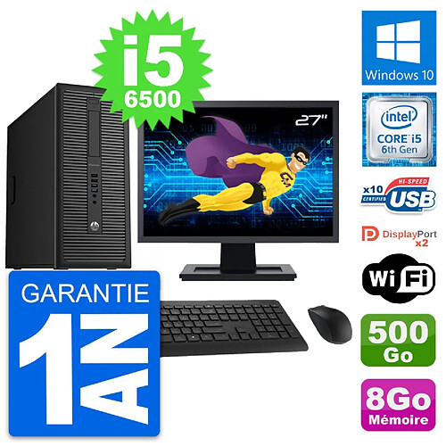 PC Tour HP 800 G2 Ecran 27" Intel i5-6500 RAM 8Go Disque 500Go Windows 10 Wifi · Occasion