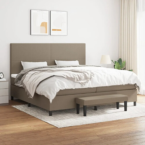 vidaXL Sommier à lattes de lit avec matelas Taupe 200x200 cm Tissu