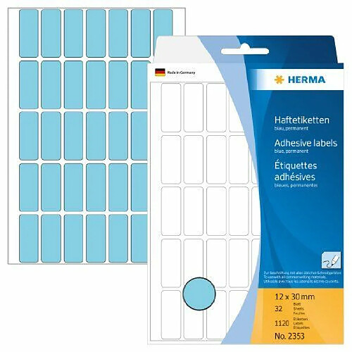 Elysees Paris Herma 2353 Étiquettes universelles 12 x 30 mm 1120 pièces Bleu