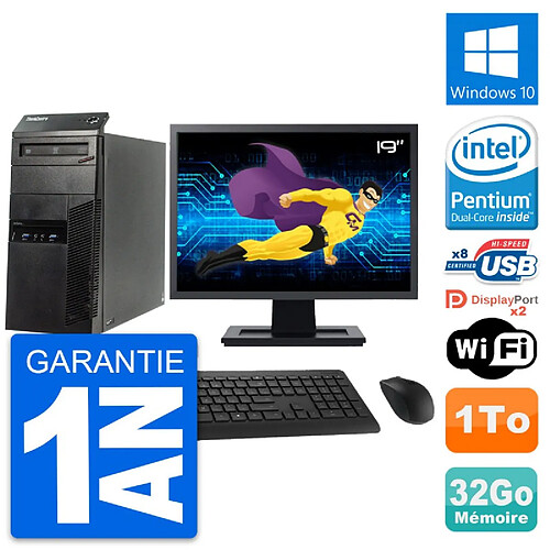 PC Tour Lenovo M83 Ecran 19" Intel G3220 RAM 32Go Disque Dur 1To Windows 10 Wifi · Occasion