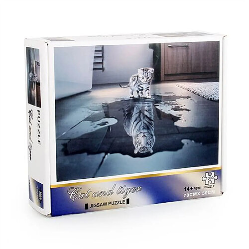 RedMiter Puzzle 1000 Pièces Tigre Et Chat Noir W50