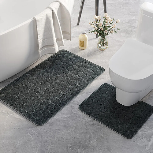 LUUCOZK Tapis de bain antidérapants absorbants à séchage rapide pour salle de bain - Gris foncé-Forme en U 40X50