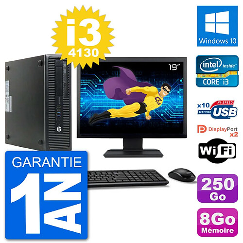 PC HP 800 G1 Ecran 19" Core i3-4130 RAM 8Go Disque 250Go Windows 10 Wifi · Occasion