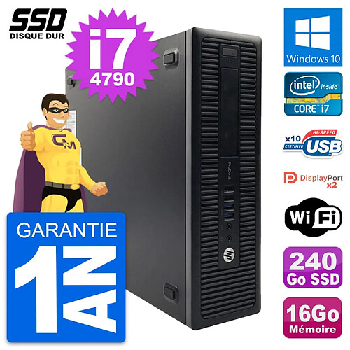 PC HP ProDesk 600 G1 SFF Intel Core i7-4790 RAM 16Go SSD 240Go Windows 10 Wifi · Occasion