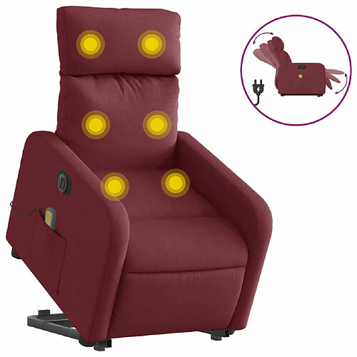 Maison Chic Fauteuil Relax pour salon, Fauteuil inclinable de massage électrique Rouge bordeaux Tissu -GKD93532