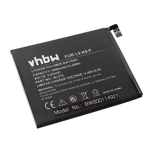 vhbw Li-Polymère batterie 4000mAh (3.85V) pour téléphone portable mobil smartphone Lenovo Vibe K6 Plus