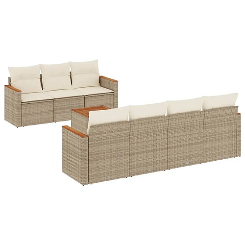 Maison Chic Salon de jardin avec coussins 8 pcs | Ensemble de Table et chaises | Mobilier d'Extérieur beige résine tressée -GKD19767