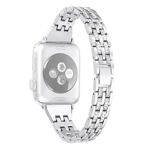 Wewoo Bracelet de montre en acier inoxydable coloré avec diamants pour Apple Watch séries 5 et 4 44 mm / 3 et 2 et 1 42 mm Argent