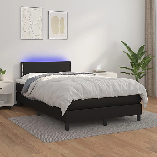 Sommier à lattes et LED,Cadre à lattes de lit avec matelas pour Adulte Noir 120x200 cm -MN82578