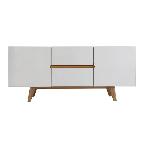 Miliboo Buffet scandinave blanc brillant et frêne 160cm MELKA