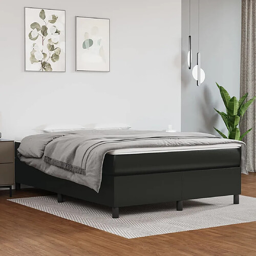 vidaXL Sommier à lattes de lit avec matelas Noir 140x190 cm Similicuir