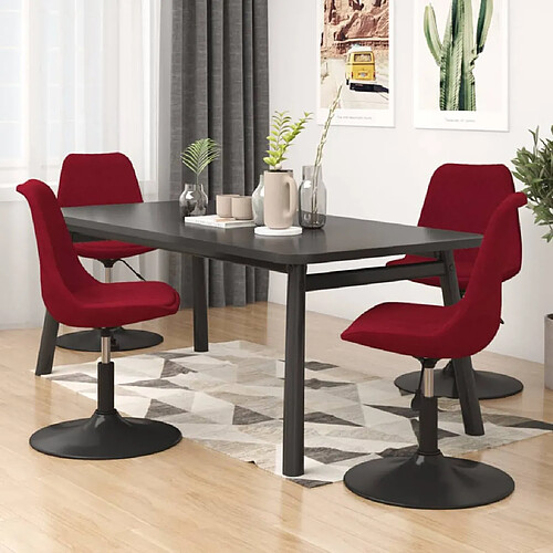 vidaXL Chaises à manger pivotantes lot de 4 Rouge bordeaux Velours