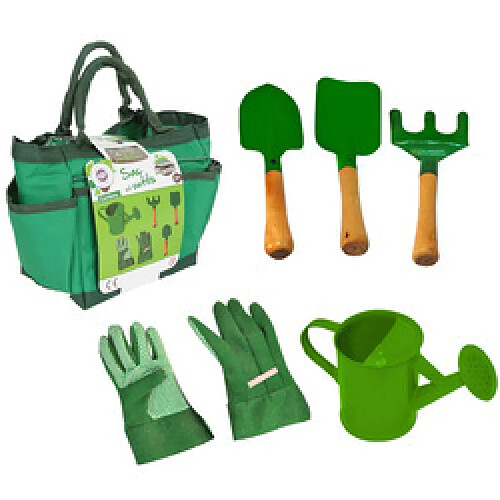 MGM - Set jardinage 6 pieces - Sac en tissu vert