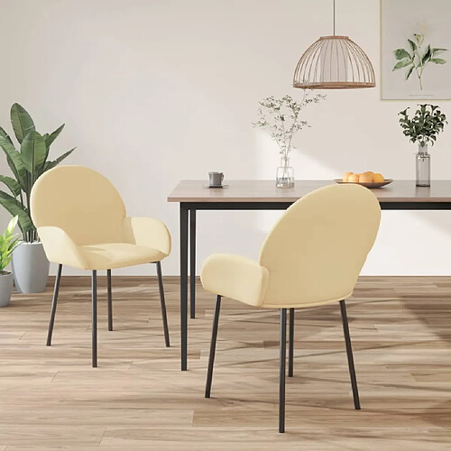 Maison Chic Lot de 2 Chaises à manger,Chaise pour cuisine,Solide Structure Crème Velours -MN28672