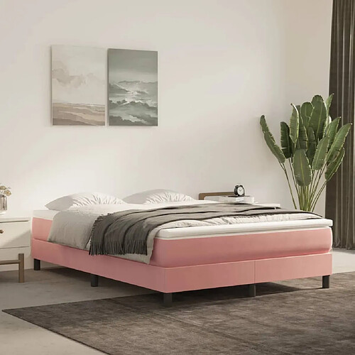 vidaXL Matelas de lit à ressorts ensachés Rose 140x200x20 cm Velours