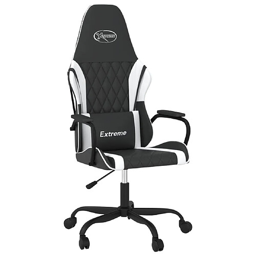 Maison Chic Chaise Gaming | Chaise de jeu de massage Ergonomique | Chaises de Bureau Noir et blanc Similicuir -GKD31042