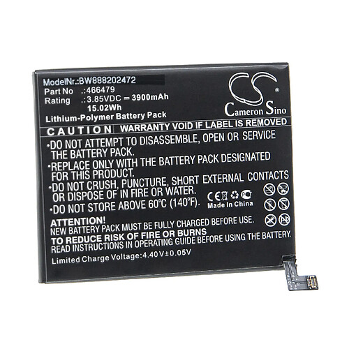 vhbw Batterie remplacement pour Wiko 466479 pour smartphone (3900mAh, 3,85V, Li-polymère)