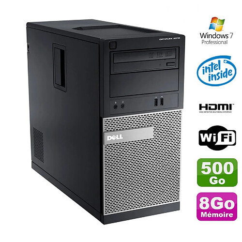 PC Tour DELL Optiplex 3010 MT Intel G2020 Graveur 8Go 500Go HDMI Wifi W7 · Occasion