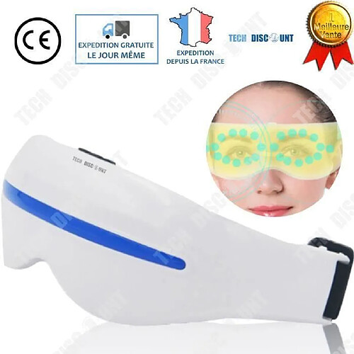 TD® Appareil de massage oculaire yeux chauffant silencieux infrarouge vibration cernes masque de nuit relaxation anti fatigue blanc