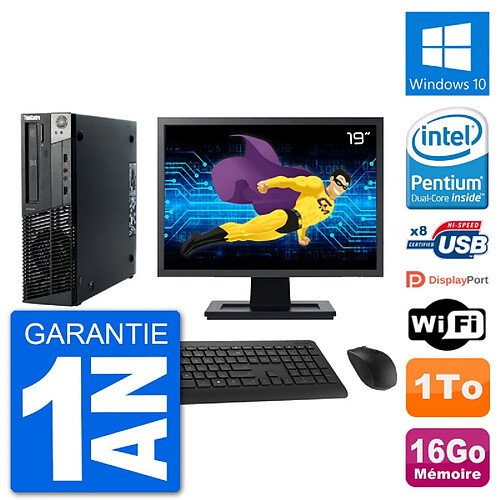 PC Lenovo M92p SFF Ecran 19" Intel G630 RAM 16Go Disque 1To Windows 10 Wifi · Occasion