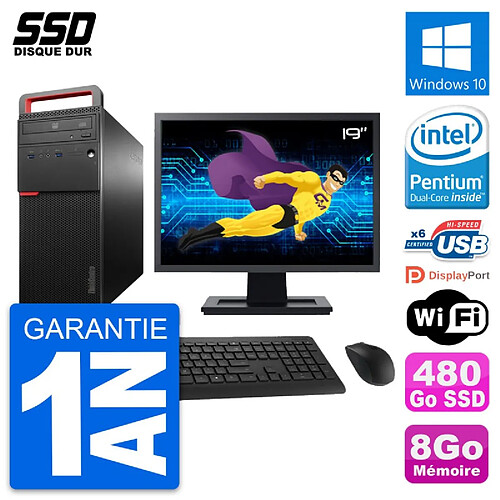 PC Tour Lenovo M700 Ecran 19" Intel G4400 RAM 8Go SSD 480Go Windows 10 Wifi · Occasion