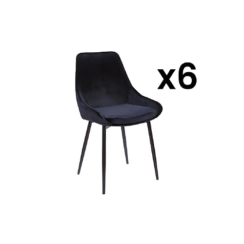 Vente-Unique Lot de 6 chaises - Velours et métal noir - Noir - MASURIE