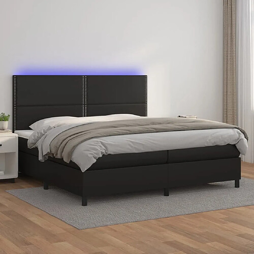 Sommier à lattes et LED,Cadre à lattes de lit avec matelas pour Adulte Noir 200x200 cm -MN41884