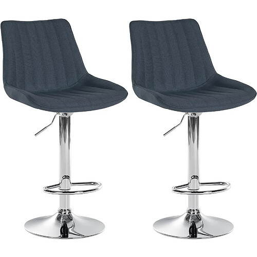 Non Lot de 2 tabourets de bar Toni tissu chrome