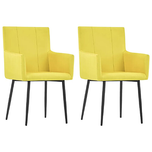 vidaXL Chaises à manger avec accoudoirs lot de 2 jaune tissu