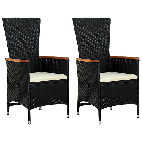 Maison Chic Lot de 2 Chaises de jardin et coussins | chaises Relax d'extérieur Résine tressée Noir -GKD85655