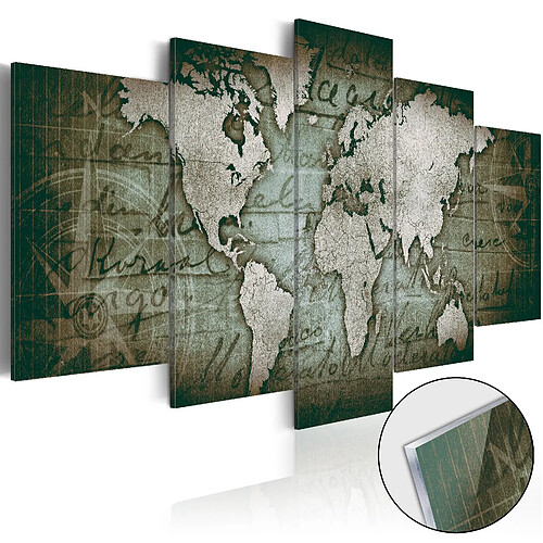 Decoshop26 Tableaux en verre acrylique décoration murale motif carte monde bronze III 200x100 cm TVA110175