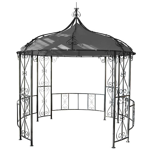 Decoshop26 Pergola pavillon arche de jardin rond tonnelle chapiteau tente de réception cadre en acier robuste Ø 3m gris 04_0004060