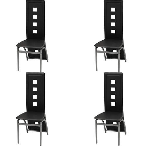 Decoshop26 Lot de 4 chaises de salle à manger cuisine style moderne en synthétique noir CDS021804