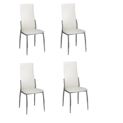 Decoshop26 Lot de 4 chaises de salle à manger cuisine design classique en synthétique blanc CDS021265